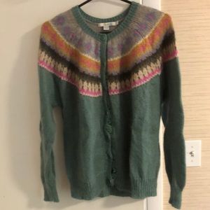 Boden robins egg fair isle cardigan